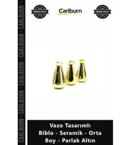Özel Üretim Modern Dekoratif Gold Şık Lüks Vazo Tasarımlı Biblo Seramik Orta Boy Parlak Altın