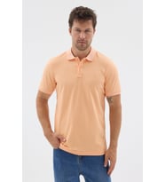 Turuncu Polo Yaka Pike Kısa Kol Slim Fit %100 Pamuk Tişört 1011260171