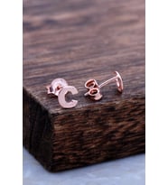 C Harfi Rose Gümüş Küpe 5951