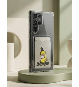 Samsung Galaxy S26 Ultra Boş Yapma Muz Detaylı Kart Bölmeli Şeffaf Telefon Kıl? - SSSSSS8060-5