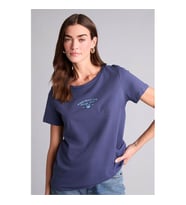 Defacto Baskılı indigo Kadın T-Shirt H1384AX/IN231