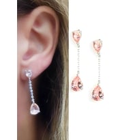 Sky Diamond Pink Morganit Taşlı Damla Zarif Küpe