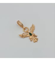 Anka Kuşu Figürlü Kolye Ucu – Rose Gold Xuping, ZirkonTaşlı, Yeşil Damla Taş Detaylı, (3,9 x 2,5 cm)