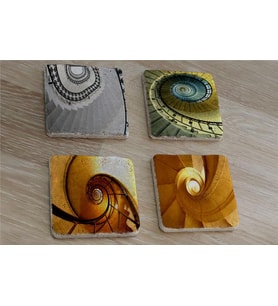 Sarmal Merdivenler Doğal Taş Bardak Altlığı 4'lü set - Natural Stone Coasters