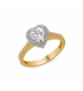 Altın Tektaş Yüzük Swarovski Taşlı Pırlanta Montür (Çok Renkli)