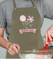 BK Gift Kişiye Özel İsimli Anneler Günü Tasarımlı Profesyonel Haki Mutfak Önlüğü, Aşçı Önlüğü, Şef Önlüğü, Anneye Hediye-14
