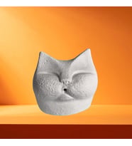 Dekoratif Kedi Tütsülük, Taş Tozu Ham Beyaz El Yapımı, Ev Dekoru, Masa Dekoru, Biblo