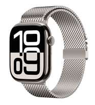 Apple Watch 10/11 42mm-38/40/41mm Kordon Titanyum Kelebek Klipsli Milano Loop 12 (Siy.Byz.Kareli Dsn.)