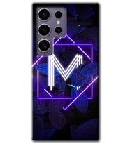 Galaxy S24 Ultra Kılıf HD Desen Baskılı Kılıf - Dark Neon Yaprak M Harfi
