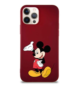 Apple iPhone 12 Pro Soft Premier Kapak Mickey Mouse-C Tasarımlı Silikon Kılıf - Mürdüm (Şeffaf)