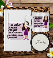 Kişiye Özel Karikatür Tasarım Defter Kalem Kupa Ve Bardak Altlığı Hediye Seti 96164