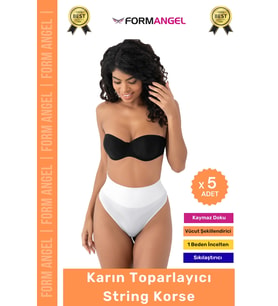 #Korse İz Yapmaz Kaymayan Seamless Alt Karın Göbek Toparlayıcı String Külot Kadın Korse - 5 Adet (Beyaz)