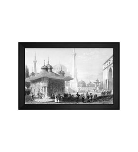 Eski İstanbul Motifli Kanvas Tablo 50 x 70 cm Siyah Çerçeve