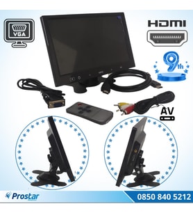 Araç Içi Monitör 9" Vga  Hdmı  Av Girişli Tft Lcd Büyük Ekran