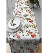 Yeşil Çiçekli Desen Premium Masa Örtüsü Runner RNR089