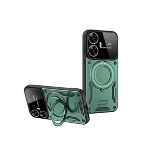 Realme C55 Kılıf Joy Lens Standlı Kapak - Koyu Yeşil