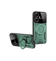 Realme C55 Kılıf Joy Lens Standlı Kapak - Koyu Yeşil