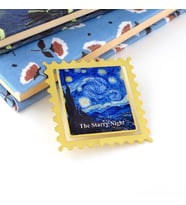 Vincent Van Gogh Yıldızlı Gece Starry Night Pul Tarzı Metal Ayraç Kitap Ayracı AY090