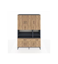 Hyperion Gardrop 8 Raflı 2 Çekmeceli 6 Kapaklı 132x44x195 Antrasit-Çam