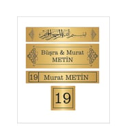 4 LÜ SET KAPI İSİMLİĞİ GOLD METAL ÜZERİ BASKI