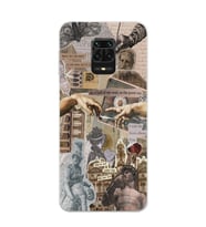 Redmi Note 9 Pro / 9s Uyumlu Aesthetic Sanatsal Kolaj Tasarımlı Şeffaf Telefon Kılıfı