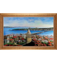Çerçeveli Paspartulu Manzara Tablo bm1360 (Gold)