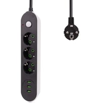 Akım Korumalı Akıllı Grup Priz 3 Lü Ve 3'lü Usb Şarj Portu 2 Metre Uzatma Kablolu