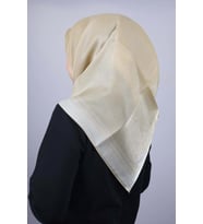 PİRAMİT Düz Renk Simli Bantlı Abiye Eşarp (Gri)