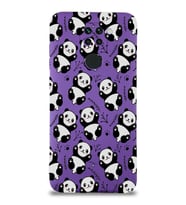 Xiaomi Redmi Note 9 Uyumlu Lansman Kılıf Panda Tasarımlı İçi Kadife Kapak-Mor (Şeffaf)