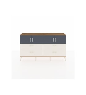 Arges Konsol 2 Raflı 4 Çekmeceli 4 Kapaklı 176x30x99 Çam-Antrasit/Aytaşı
