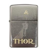 Zippo Brush Finish Chrome Mythological Thors Hammer Mjonlir Design Çakmak