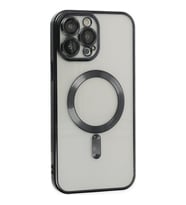 ALLY iPhone 14 Pro 6.1inç Renkli Kenar Lazer Çerçeveli Magsafe Uyumlu Silikon Kılıf (Siyah)