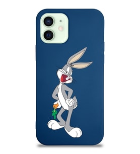 Apple iPhone 12 Uyumlu Lansman Kılıf Bugs Bunny Tasarımlı Altı Kapalı İçi Kadife Kaplı  Kapak (Şeffaf)
