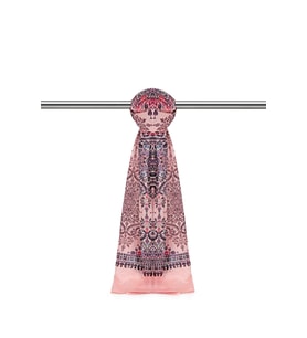 Bursa İpek Pembe Etnik Desen Soft Şal