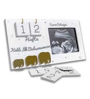 Ultrason Geri Sayım Çerçevesi Hamile Hediyelik, 40 Hafta Hamilelik Takvimi, İlk Fotoğrafım Sonogram (Silver)