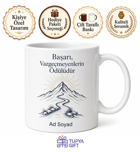 Kişiye Özel Başarı Yolculuğu Baskılı Kupa Bardak İsimli Hediye