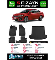 Fiat Egea Sedan 3D Pro Havuzlu Paspas ve Bagaj Havuzu Seti (2'li SET) 2015 Üzeri A+ Kalite