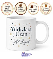 Yıldızlara Uzan Baskılı İngilizce Kupa Bardak Hediye