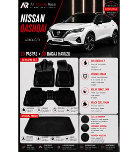 NİSSAN QASHQAI 1.3 BENZİNLİ 2022-2026 Araca Özel 3D Paspas + 3D Bagaj Havuzu