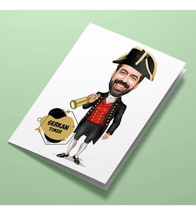 Kişiye Özel Kaşif Erkek Karikatürlü Tebrik Kartı