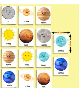 Zeka Kartları Eşleştirme Oyunu Gezegenler Ahşap Eğitici Puzzle Oyun