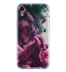 Apple iPhone XR Kılıf Resimli Desenli Baskılı Silikon Kılıf Pink Green Cloud 1306