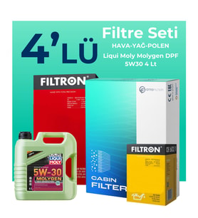 Filtron Ford Focus 1.6 Benzin Filtre Bakım Seti Liqui Moly Motor Yağlı (2004-2007) 4 Lü