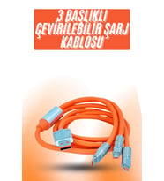 İthalat® Çoklu Şarj Kablosu Usb Type-C İos Uyumlu 120W Hızlı Şarj Kablosu
