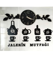 Mutfak Duvar Saati ve Duvar Dekoru  Set  kişiye özel