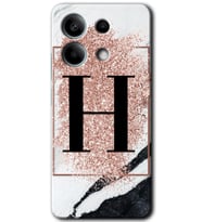 Xiaomi Redmi Note 13 Pro 5G Kılıf HD Desen Baskılı Kılıf - Pembe Mermer Desenli H Harfi