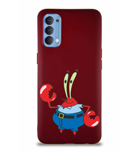 Oppo Reno 4 Soft Premier Kapak Bay Yengeç Tasarımlı Silikon Kılıf - Mürdüm (Şeffaf)