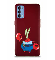 Oppo Reno 4 Soft Premier Kapak Bay Yengeç Tasarımlı Silikon Kılıf - Mürdüm (Şeffaf)