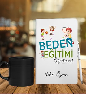 Beden Eğitimi Öğretmenlerine Özel Defter Kalem & Siyah Varil Kupa Hediye Seti