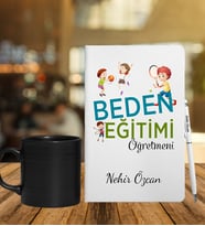 Beden Eğitimi Öğretmenlerine Özel Defter Kalem & Siyah Varil Kupa Hediye Seti